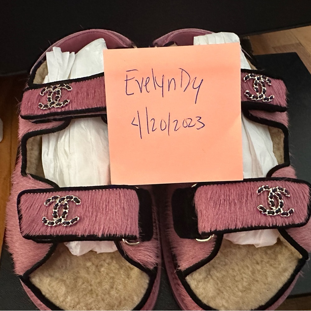 Chanel shearling Dad Sandals
